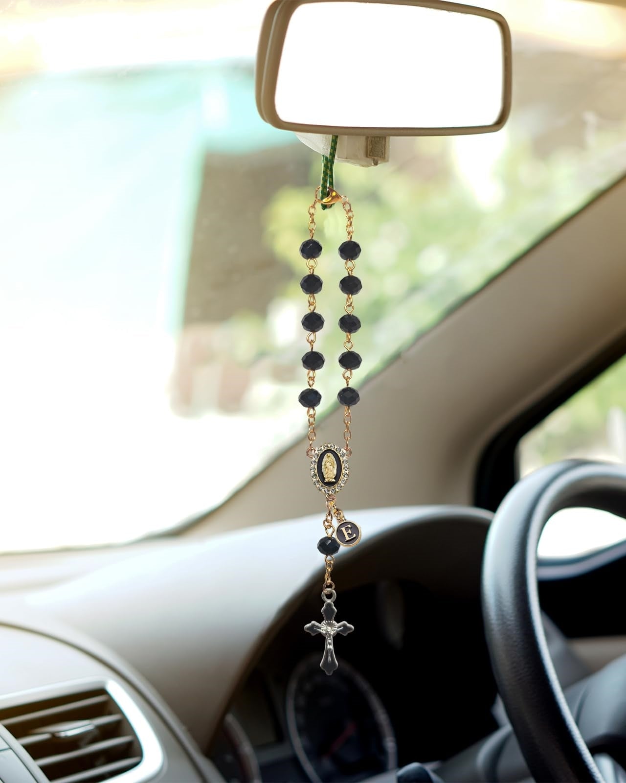 Personalized Car Rosary – Virgin of Guadalupe Rearview Mirror Charm