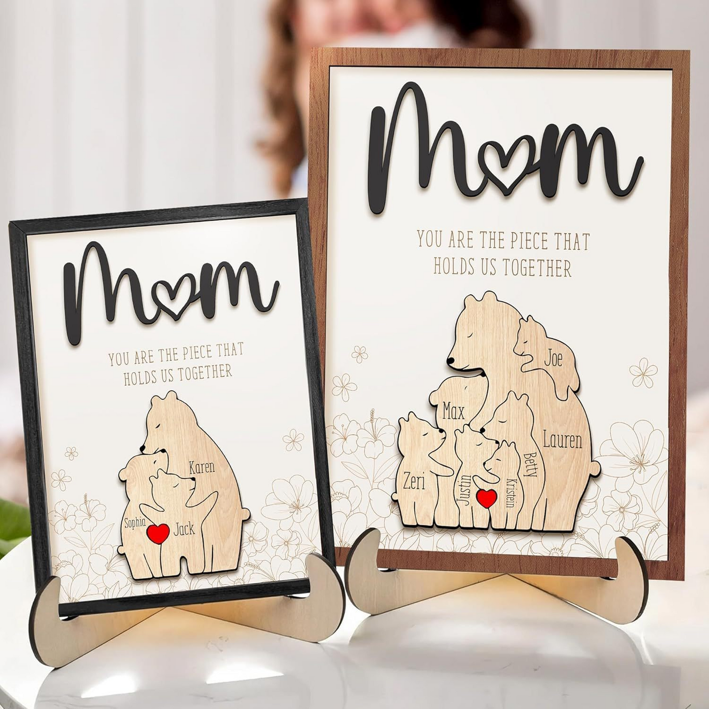 Personalized Bear Family Puzzle Sign – Custom Mother’s Day Gift