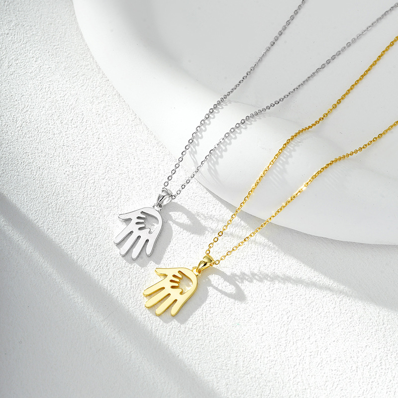 S925 Silver Handprint Pendant Necklace – Mother's Love Gift
