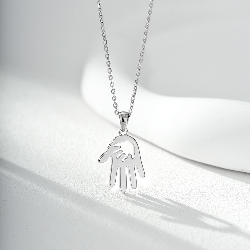 S925 Silver Handprint Pendant Necklace – Mother's Love Gift