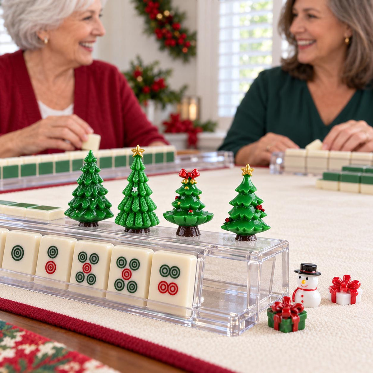 Mini Christmas Tree Mahjong Trinkets | Holiday Gift Decor Sets of 7