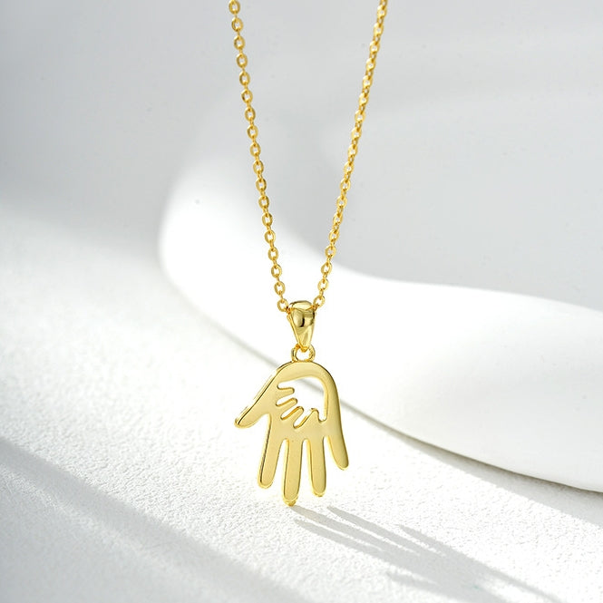 S925 Silver Handprint Pendant Necklace – Mother's Love Gift