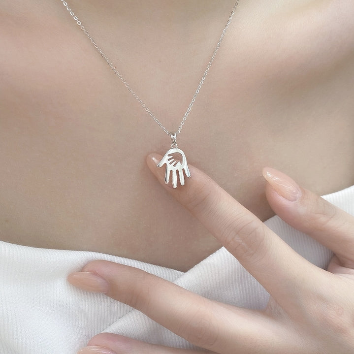 S925 Silver Handprint Pendant Necklace – Mother's Love Gift