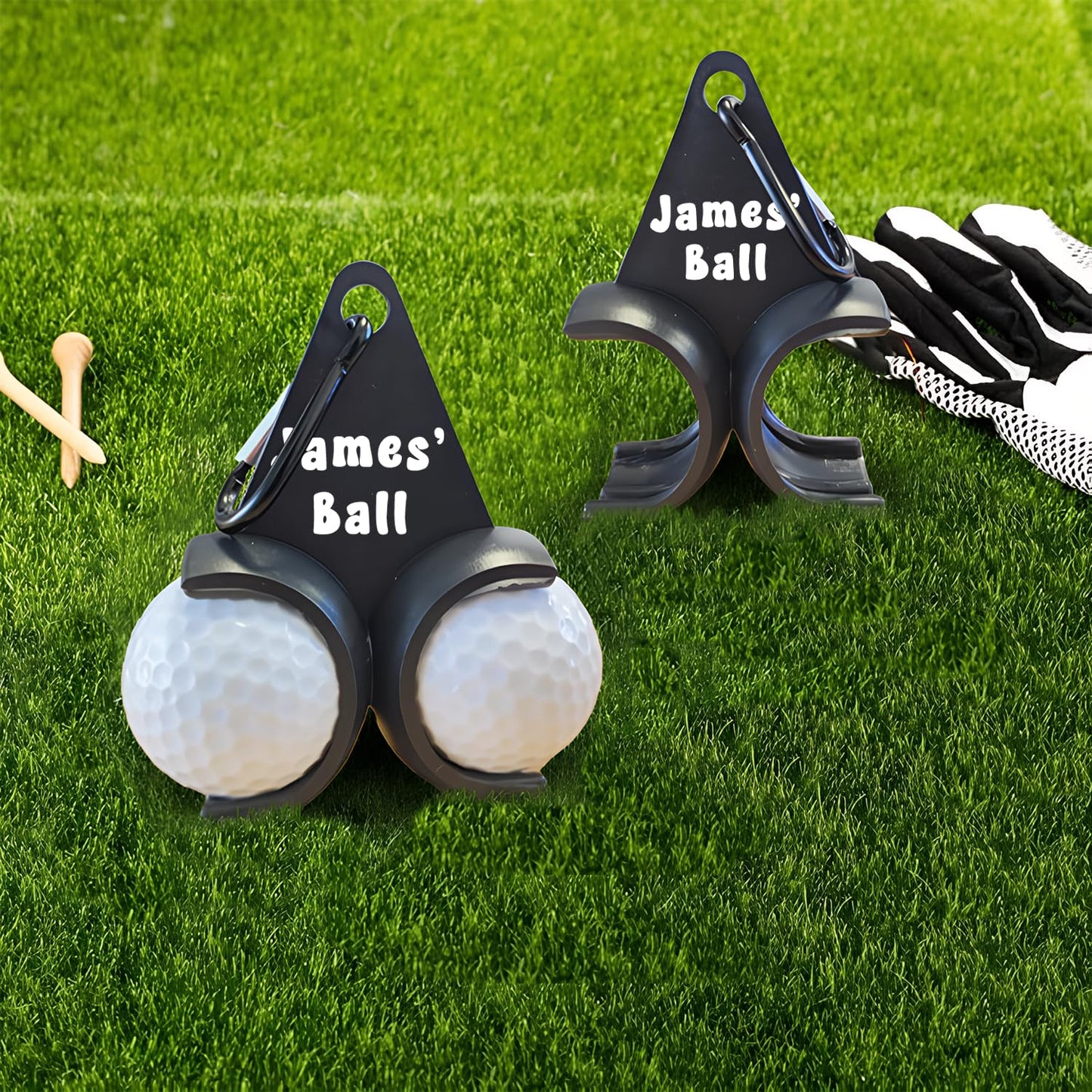 Custom Name Golf Ball Holder with Clip - Personalized Golf Gift