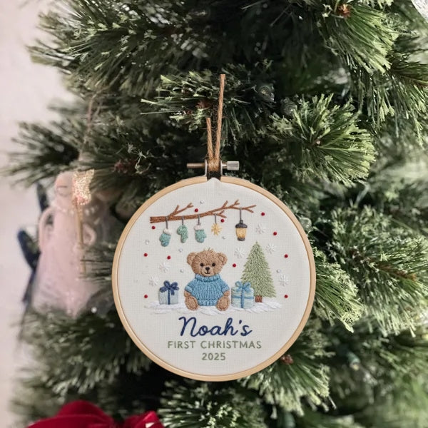 Goose Baby’s First Christmas Ornament – Hand Embroidered Personalized Gift