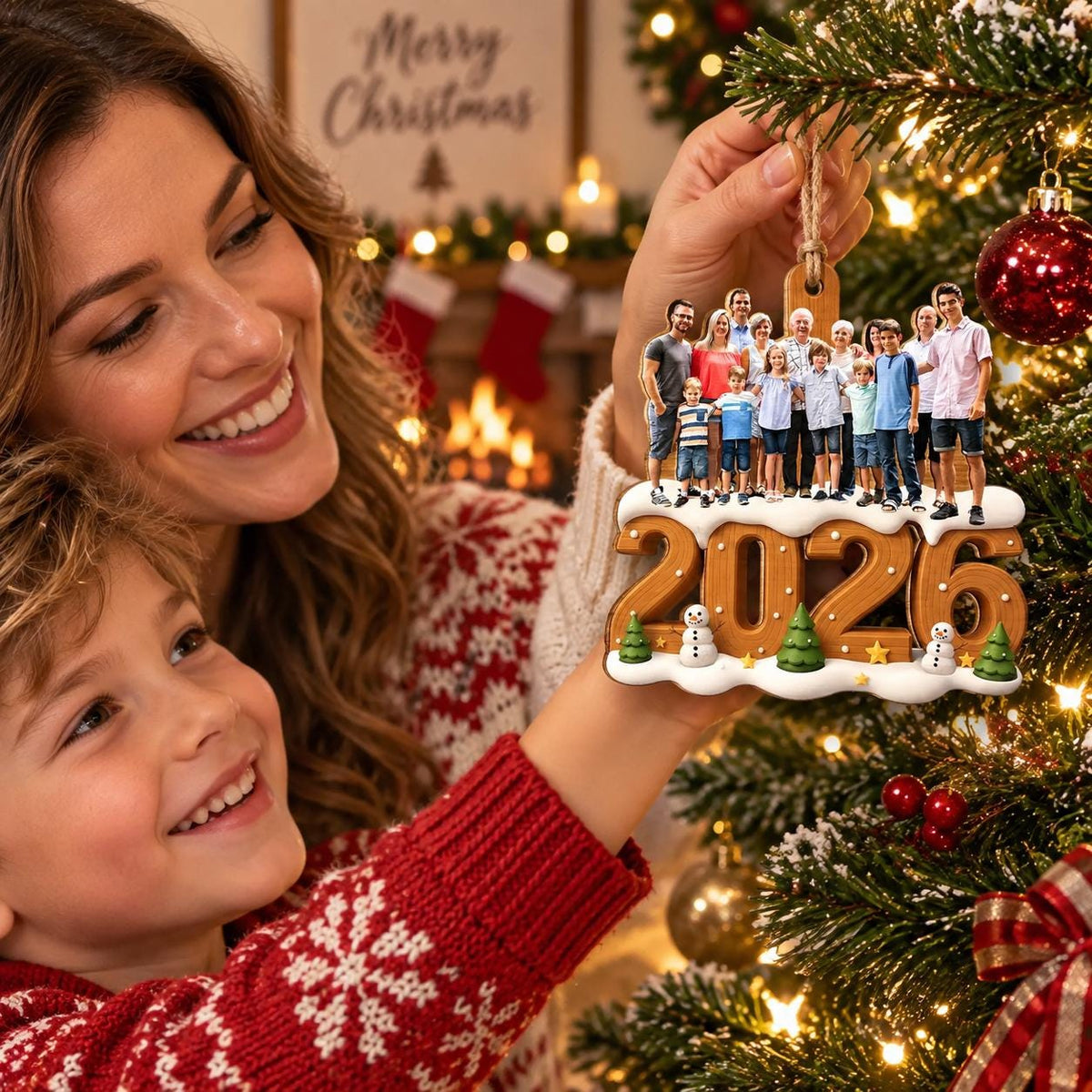 Personalized Custom Acrylic Family Photo Christmas Ornament