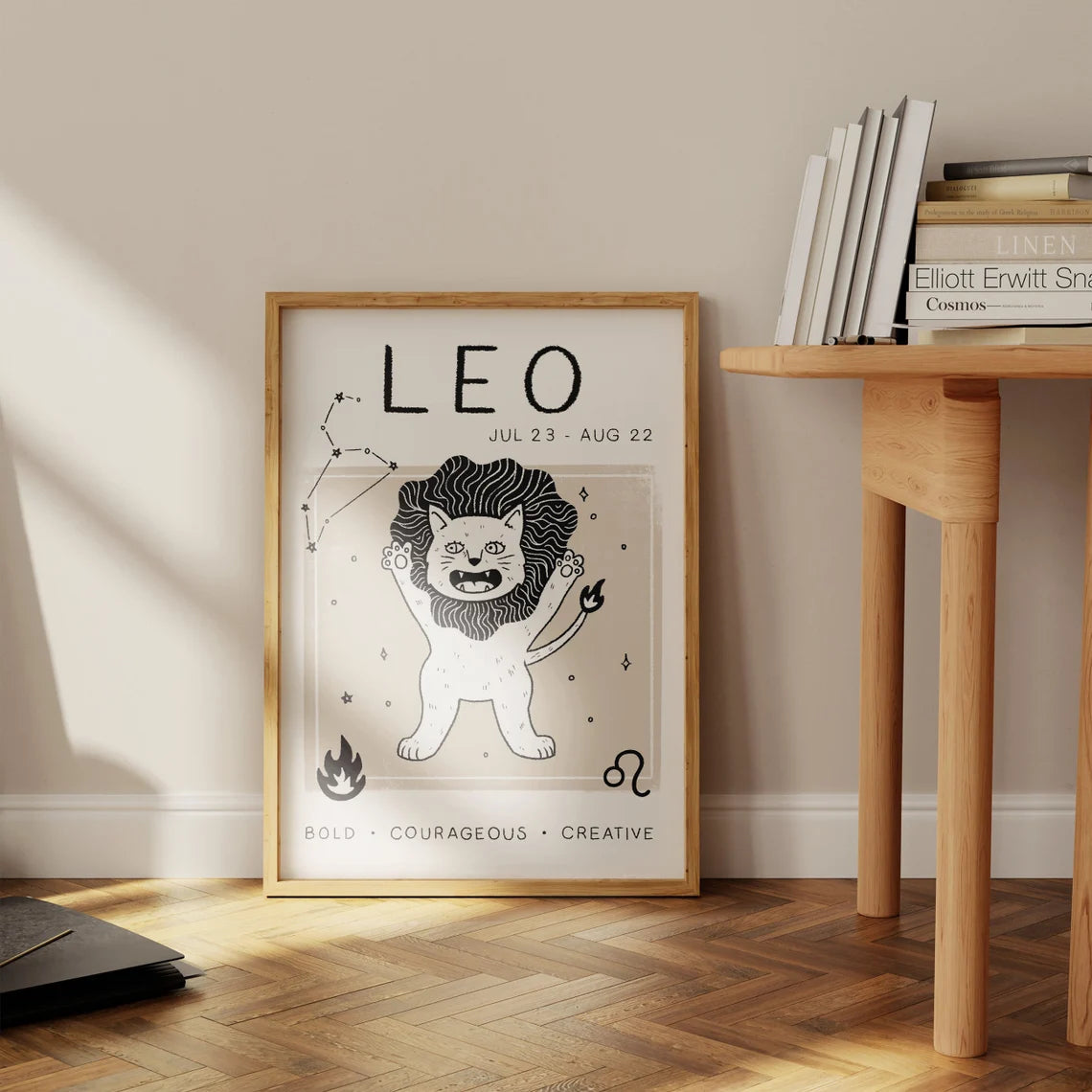 Libra Cat Astrology Print – Boho Zodiac Star Sign Wall Art (Unframed)