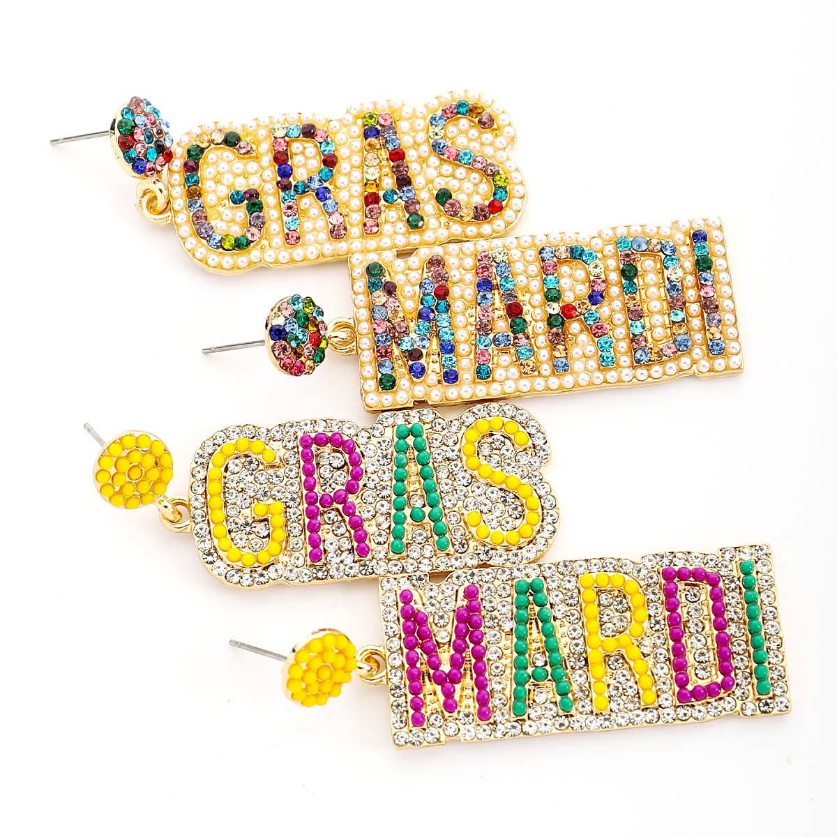 MAMA Letter Drop Earrings – Handmade Rhinestone Statement Jewelry
