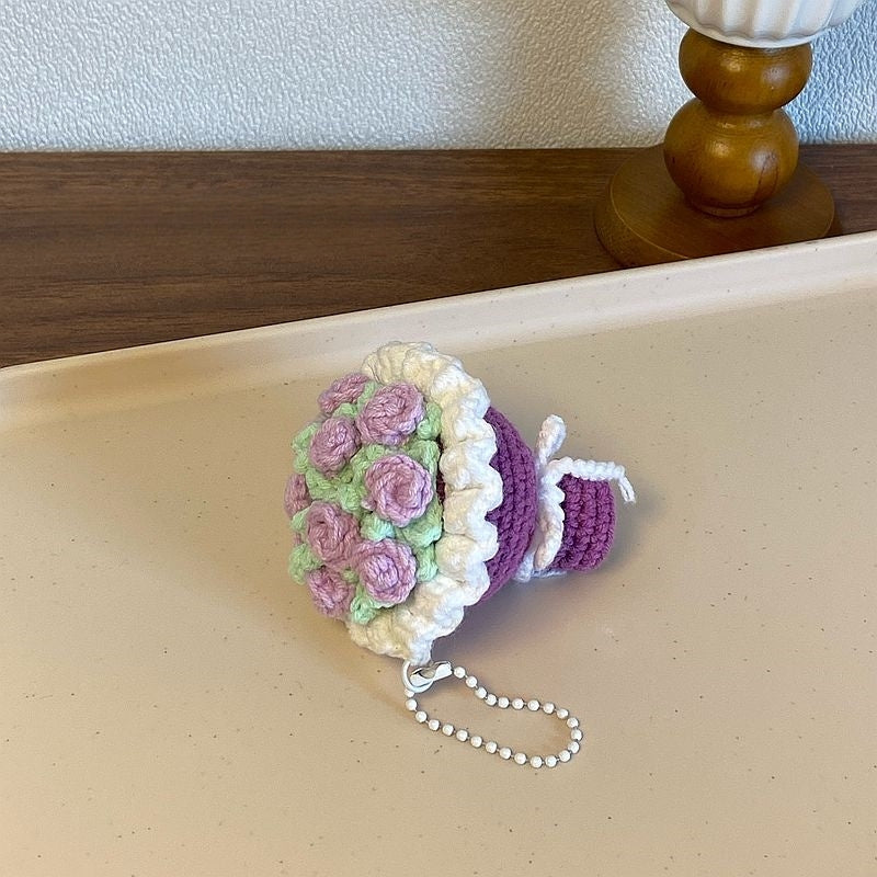 Crochet Flower Bouquet Keychain – Handmade Gift for Women