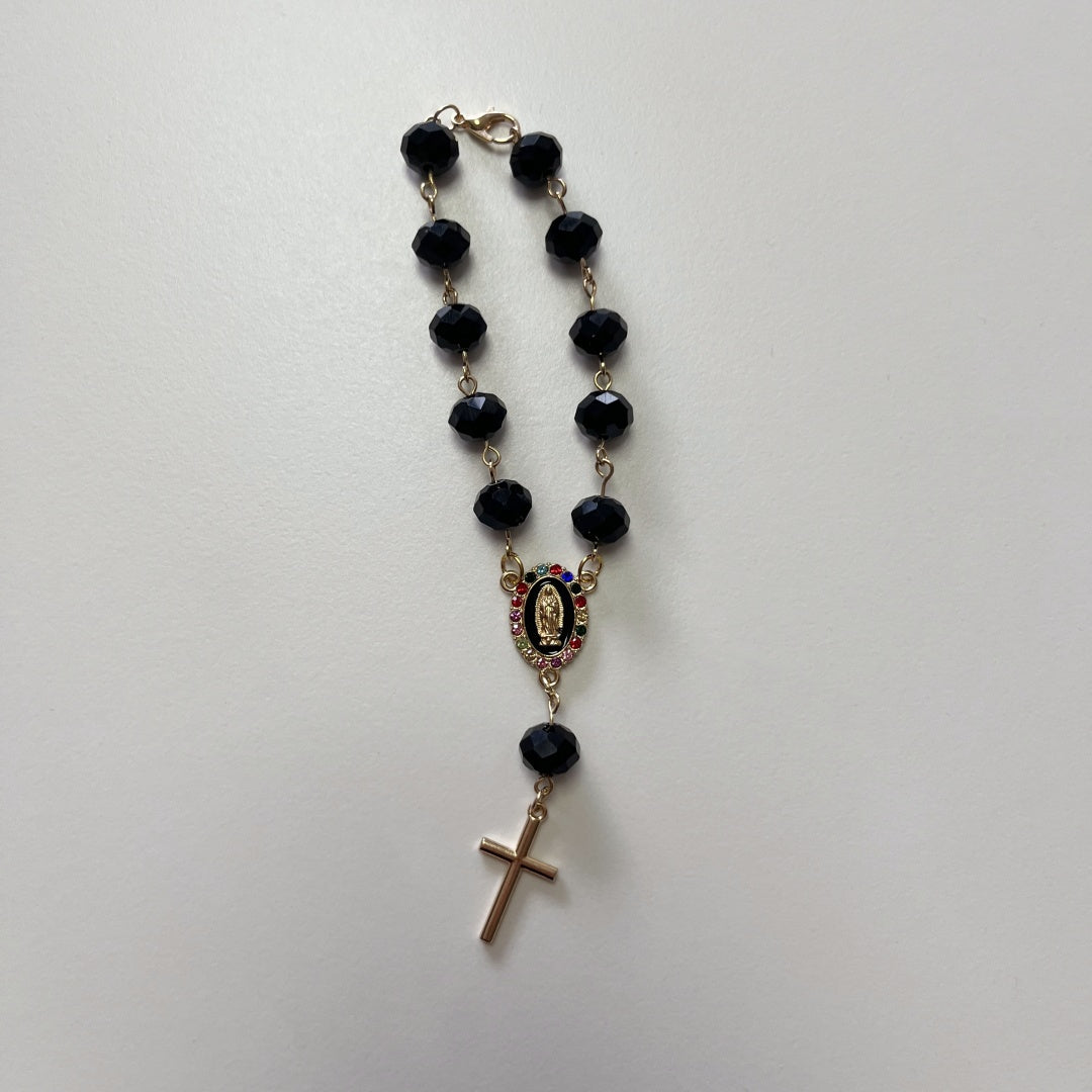 Personalized Car Rosary with Custom Initial – Virgin of Guadalupe Charm