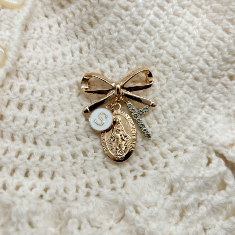 Personalized Catholic Protection Pin - Baptism Gift