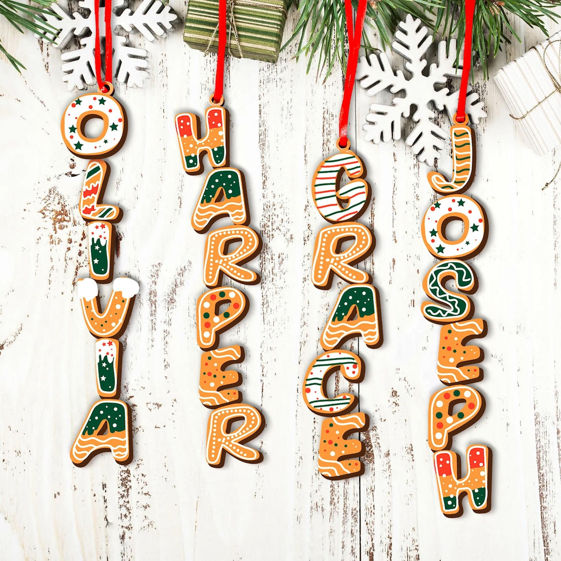 Custom Gingerbread Letter Ornament 2025 | Personalized Christmas Tag