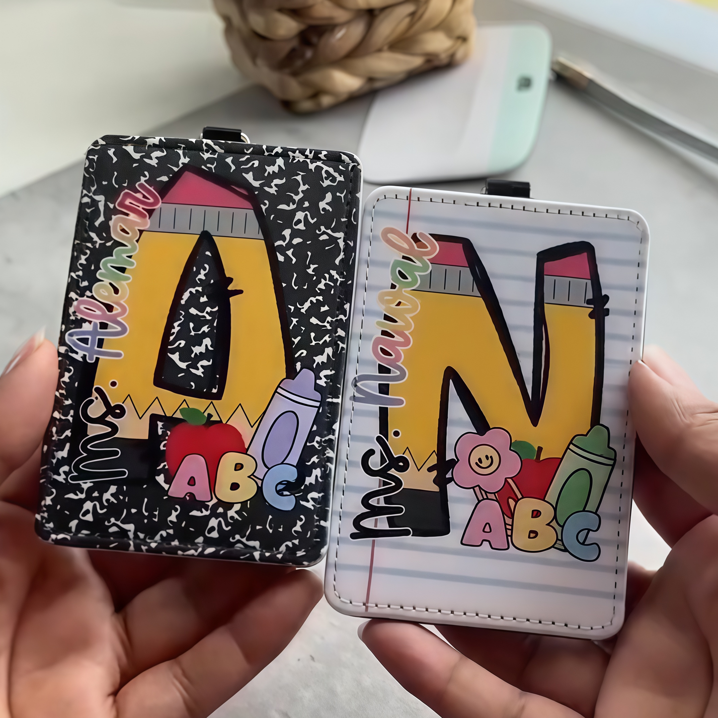 Personalized Teacher ID Badge Holder – Cute Vertical Lanyard