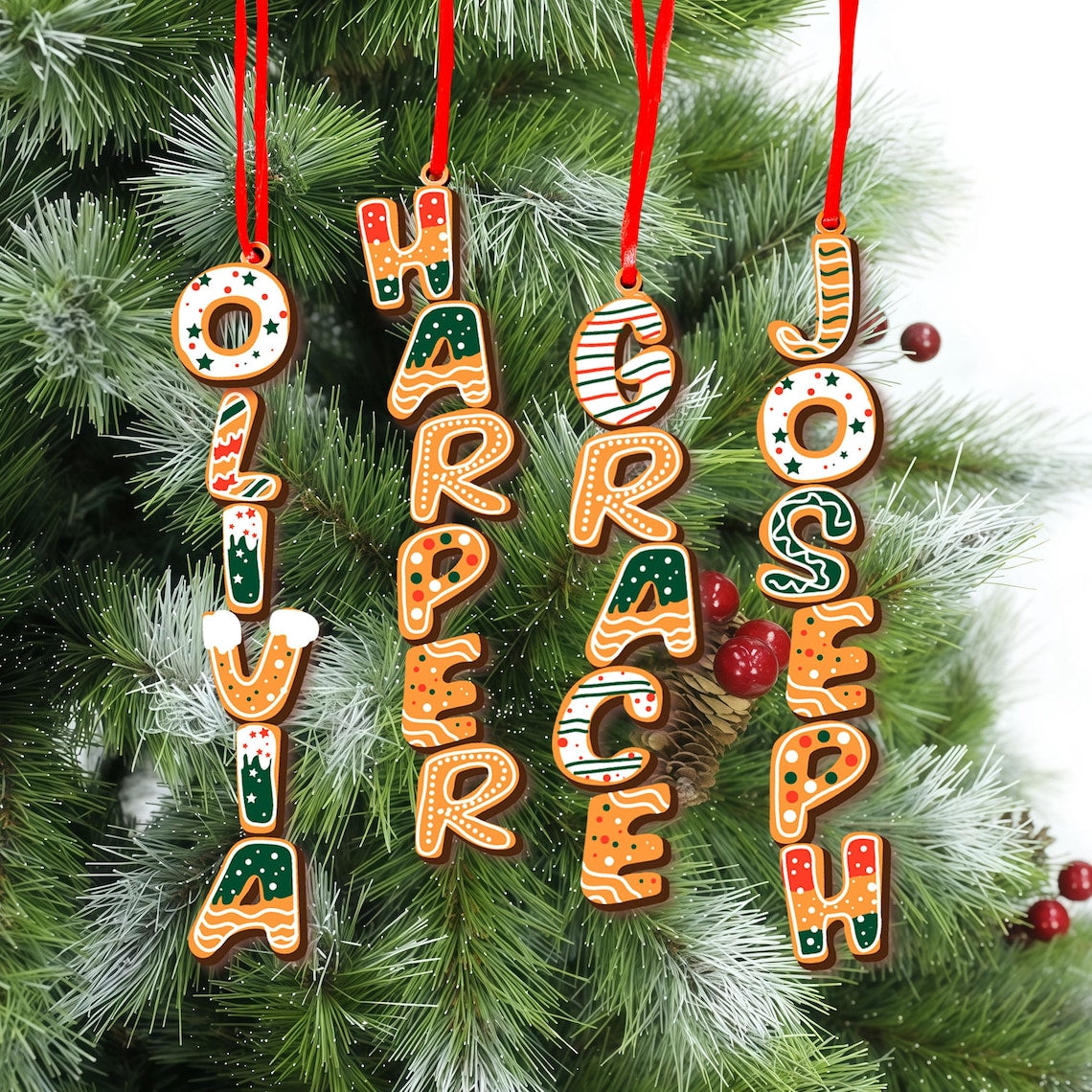 Custom Gingerbread Letter Ornament 2025 | Personalized Christmas Tag