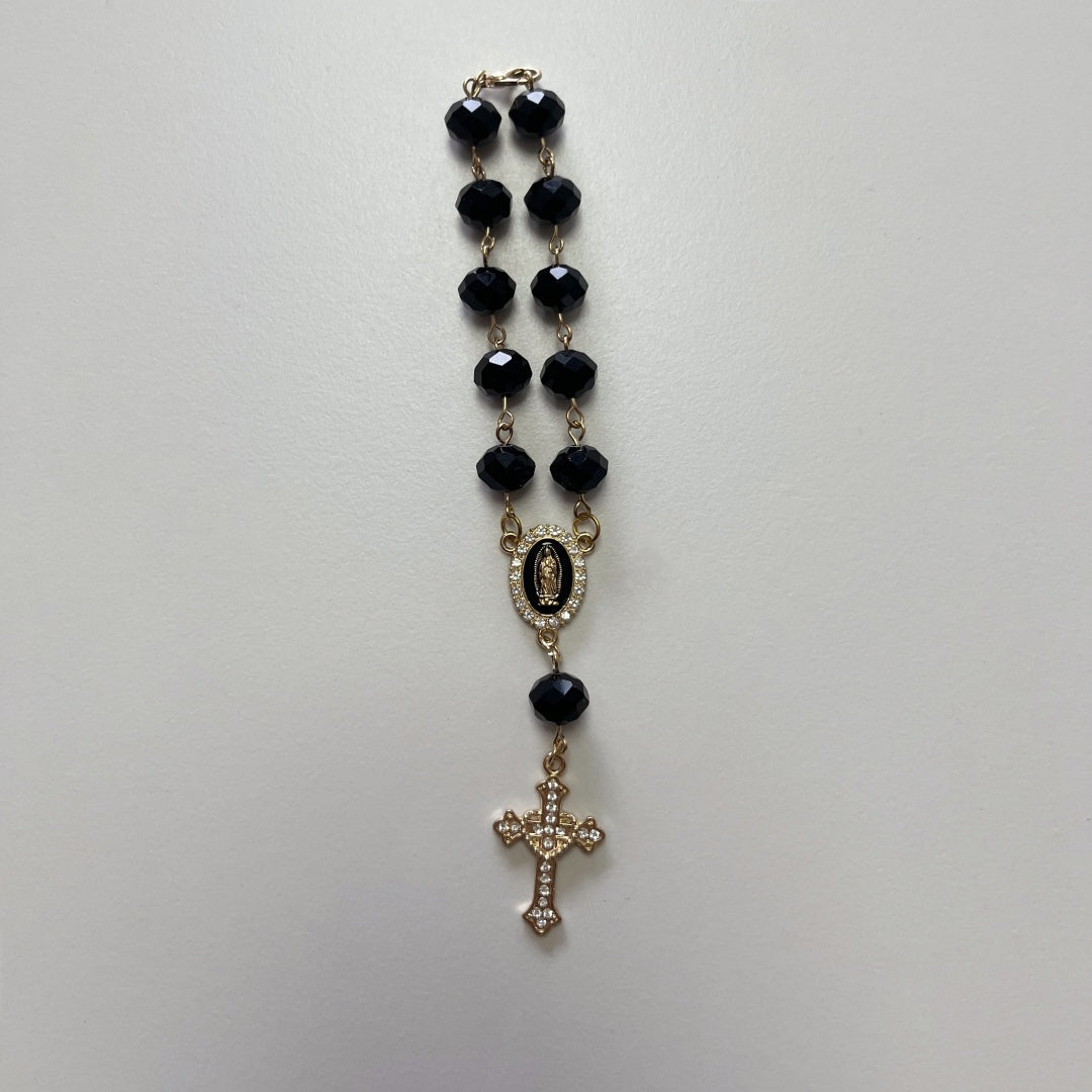 Personalized Car Rosary with Custom Initial – Virgin of Guadalupe Charm