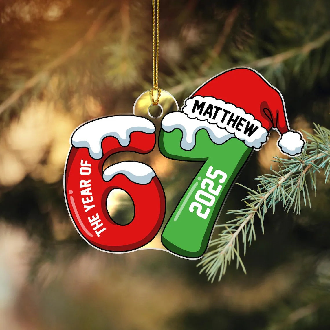 Personalisierte Acryl-Weihnachtskugel Nr. 67 – Lustiges Weihnachtsgeschenk für Teenager (2025)