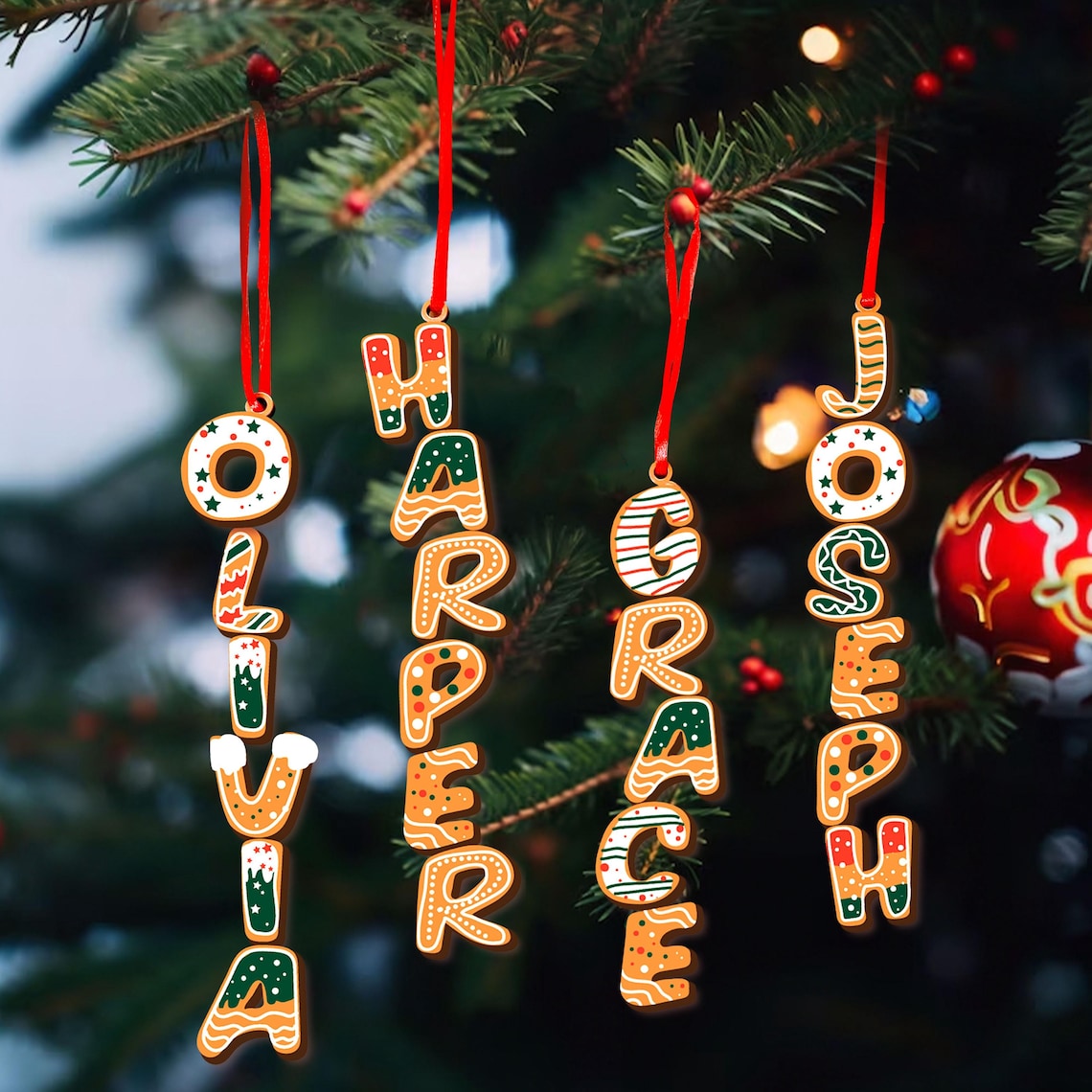Custom Gingerbread Letter Ornament 2025 | Personalized Christmas Tag