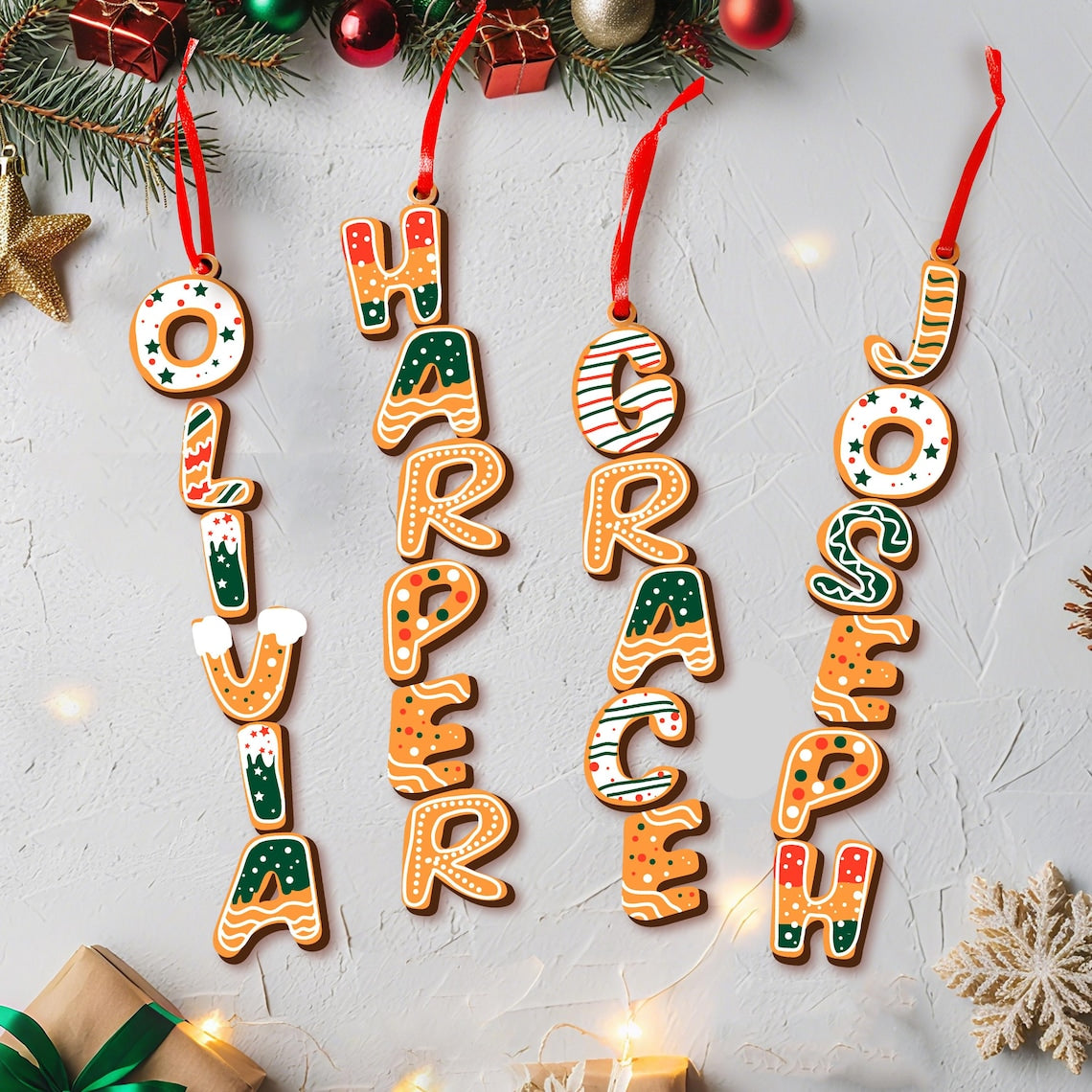 Custom Gingerbread Letter Ornament 2025 | Personalized Christmas Tag