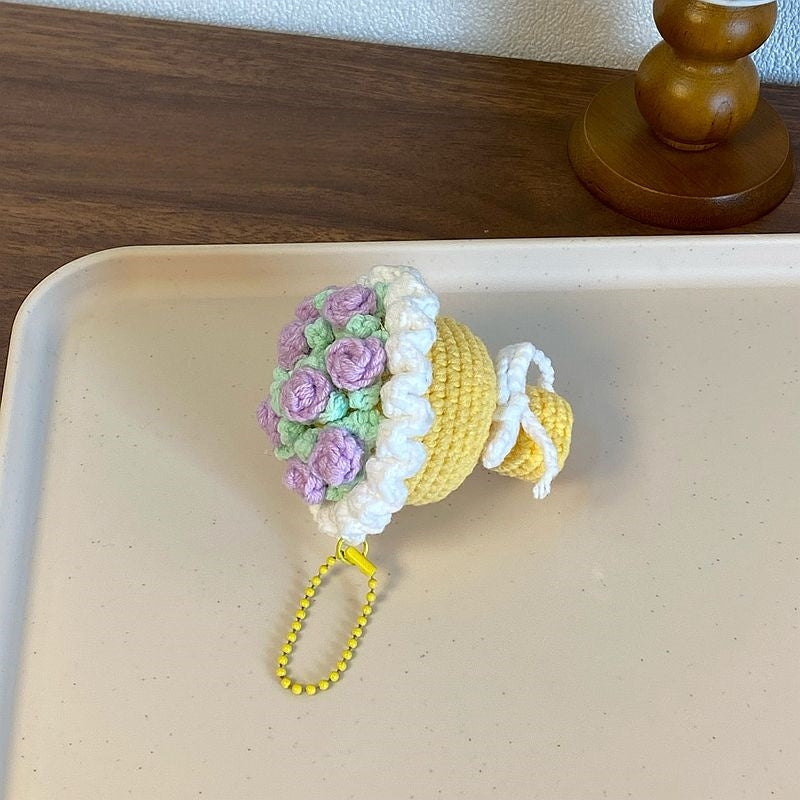 Crochet Flower Bouquet Keychain – Handmade Gift for Women