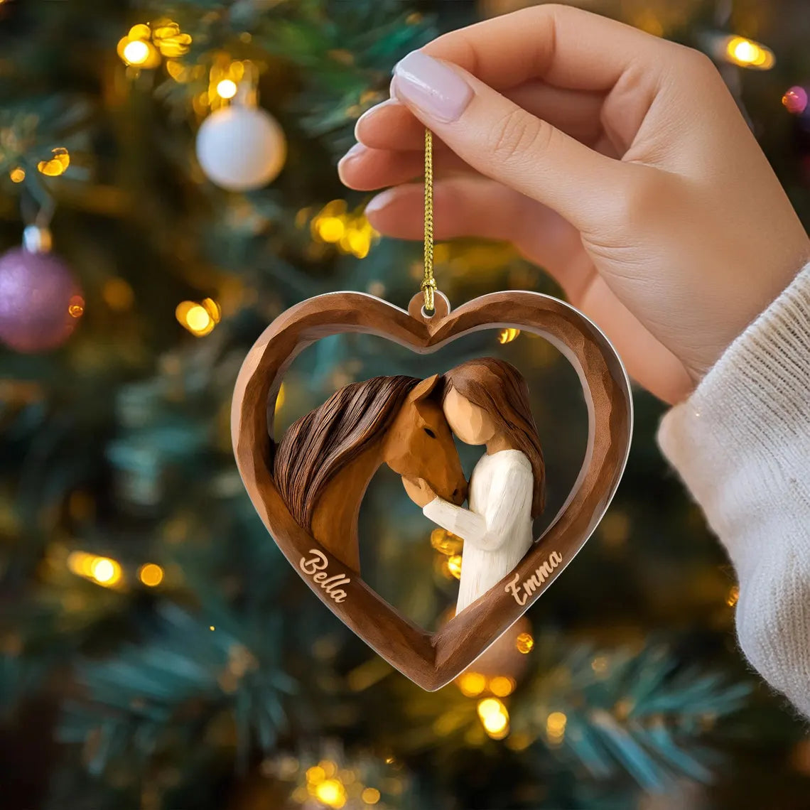 Personalized Horse Lover Acrylic Ornament – Girl & Horse Keepsake