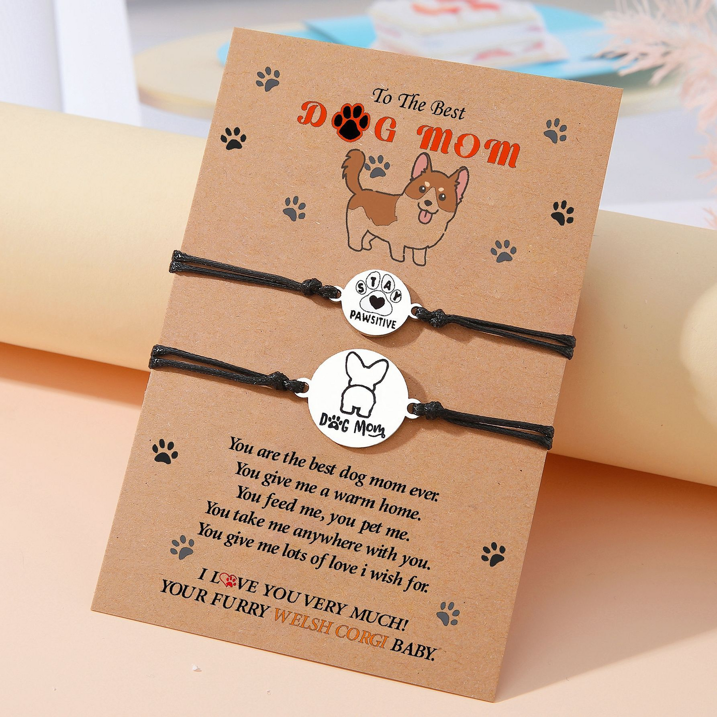 Personalized Dog Paw Bracelet – Adjustable Pet Mom Gift for Mothers