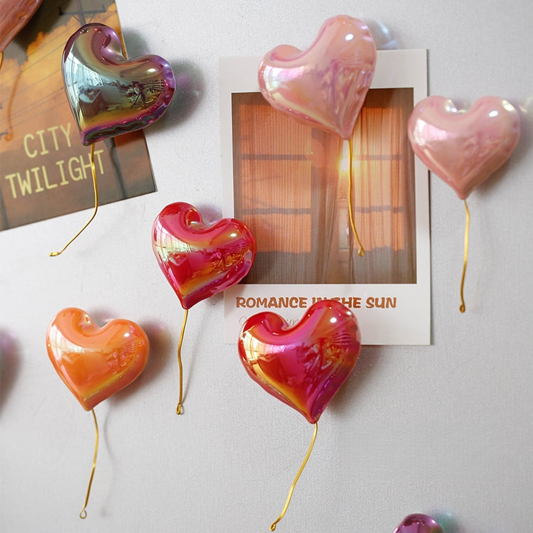 Handmade Ceramic Heart Balloon Magnet – Colorful Home Decor, Unique Artisan Gift