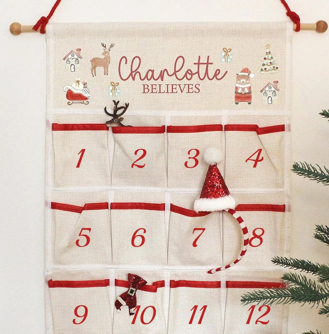 Personalised Advent Calendar 2025 – Fill Your Own Refillable Hanging Linen