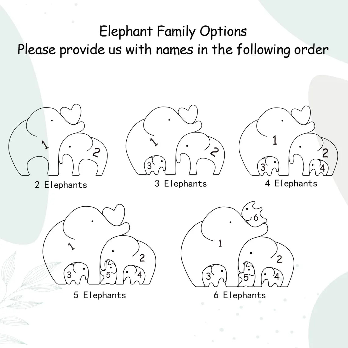 Wooden Elephant Family Puzzle | Personalized Animal Family Decor