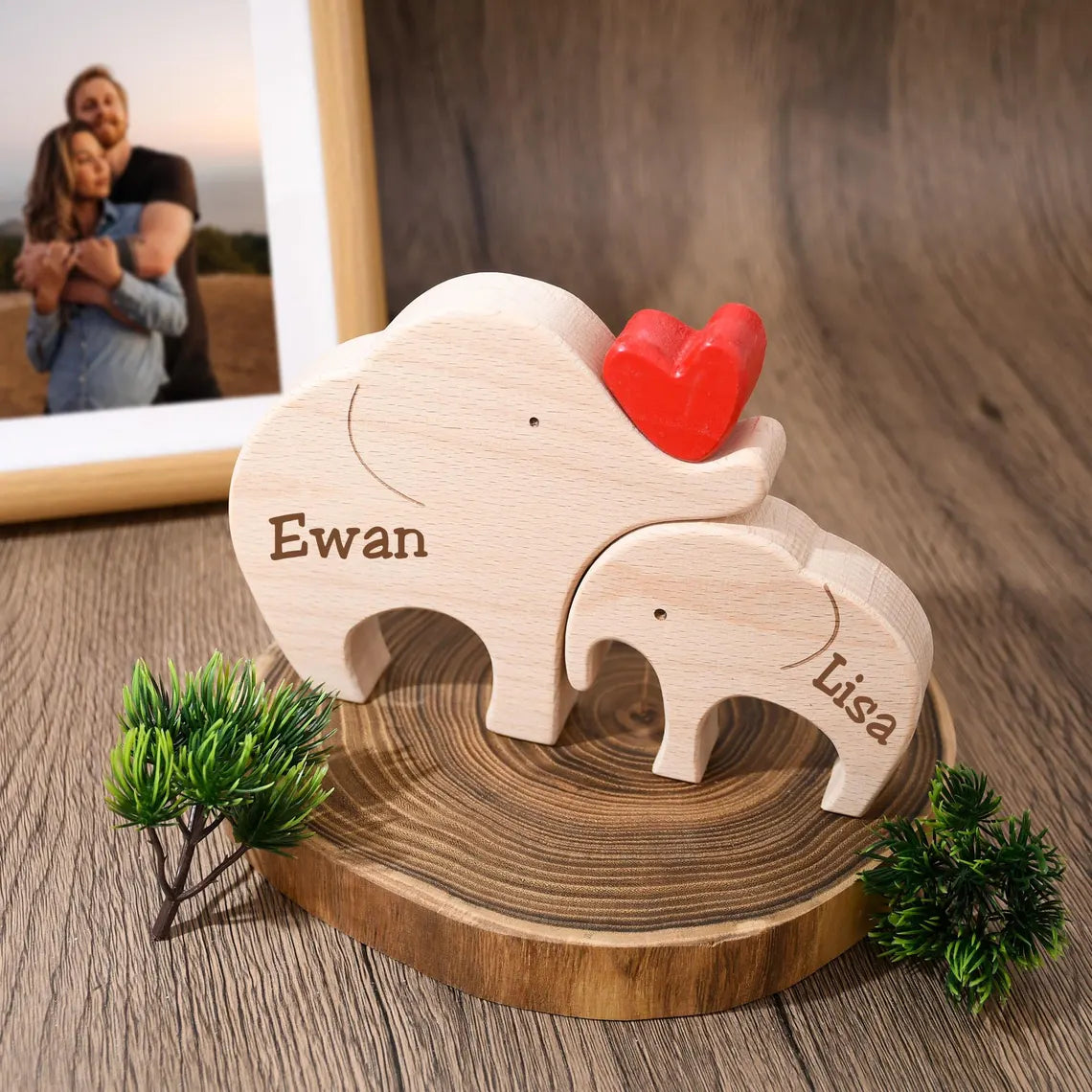 Wooden Elephant Family Puzzle | Personalized Animal Family Decor
