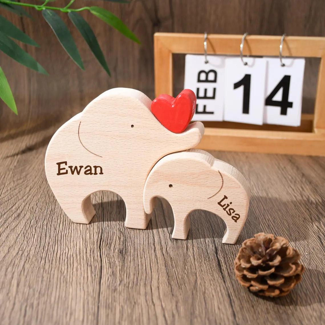 Wooden Elephant Family Puzzle | Personalized Animal Family Decor
