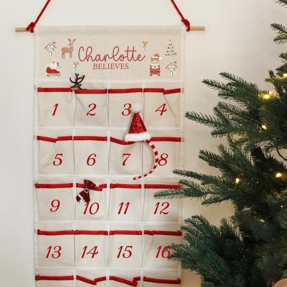 Personalised Advent Calendar 2025 – Fill Your Own Refillable Hanging Linen