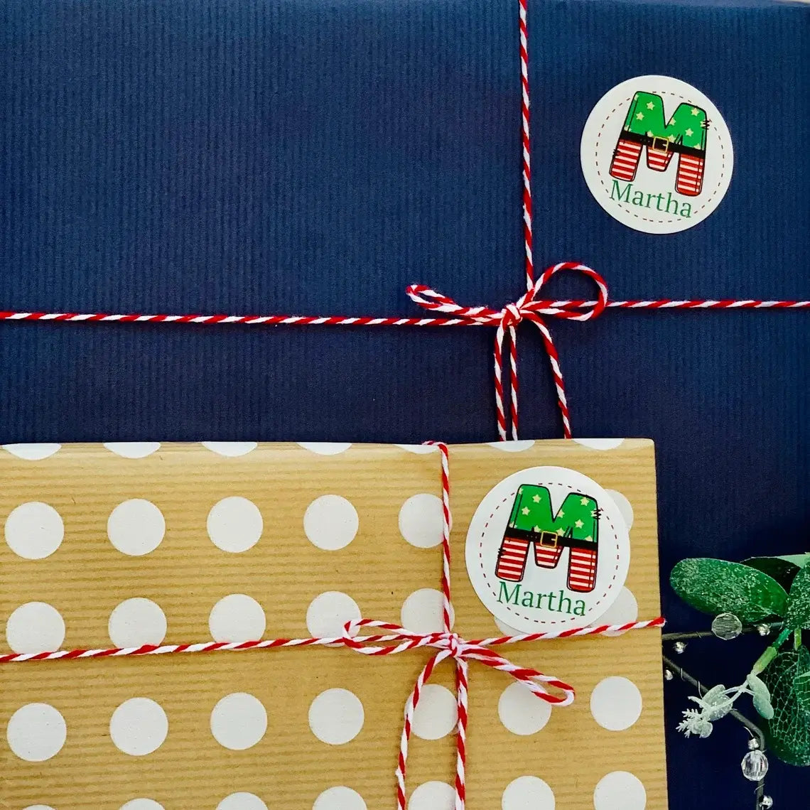 Personalised Christmas Name Stickers – Waterproof Custom Label Sheets (2 Sheets, 40 Labels)