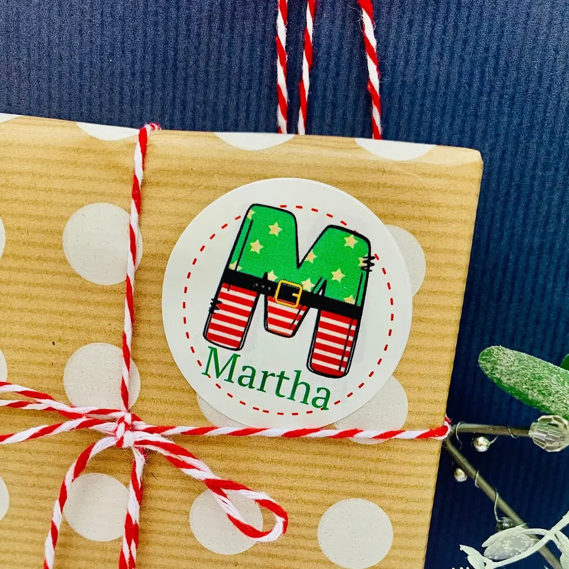 Personalised Christmas Name Stickers – Waterproof Custom Label Sheets (2 Sheets, 40 Labels)