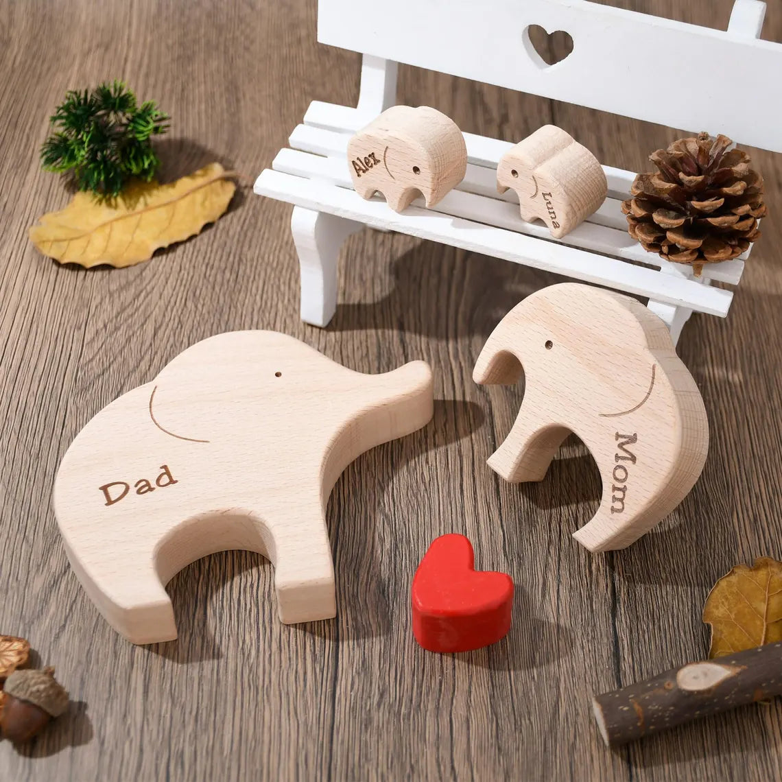 Wooden Elephant Family Puzzle | Personalized Animal Family Decor