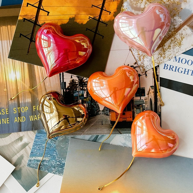 Handmade Ceramic Heart Balloon Magnet – Colorful Home Decor, Unique Artisan Gift