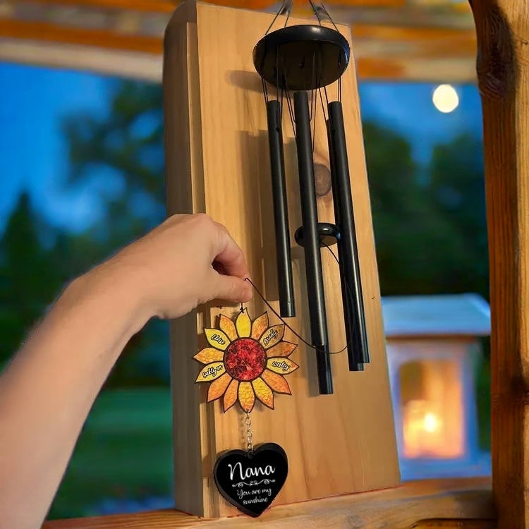Personalized Nana Sunflower Wind Chime – Custom Grandma Gift