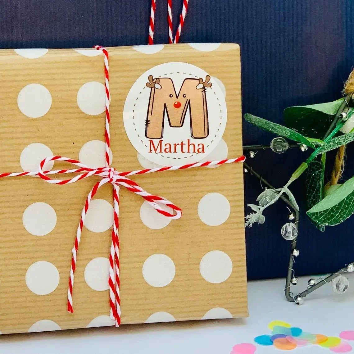 Personalised Christmas Name Stickers – Waterproof Custom Label Sheets (2 Sheets, 40 Labels)