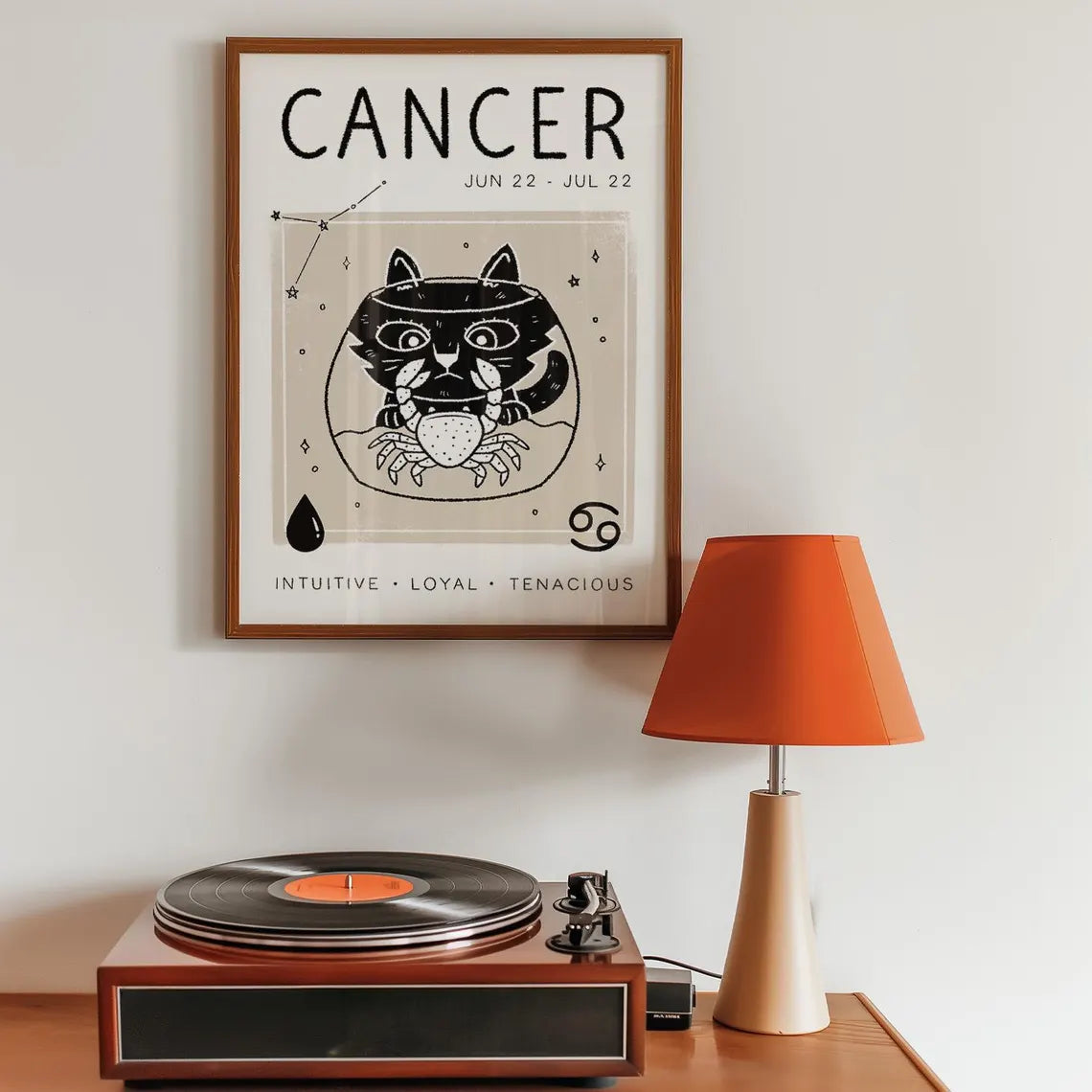 Libra Cat Astrology Print – Boho Zodiac Star Sign Wall Art (Unframed)