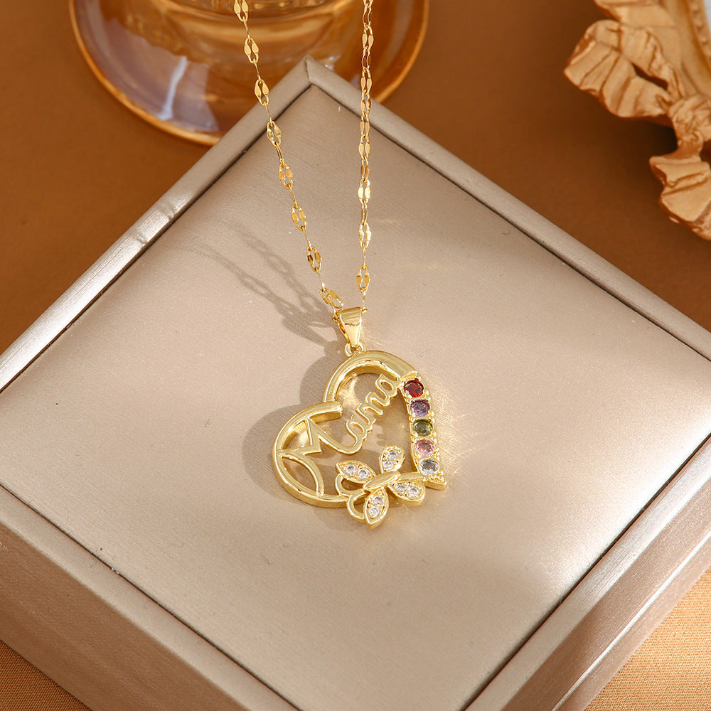Elegant Mother’s Day Necklace – Gold & Silver Mama Heart Pendant
