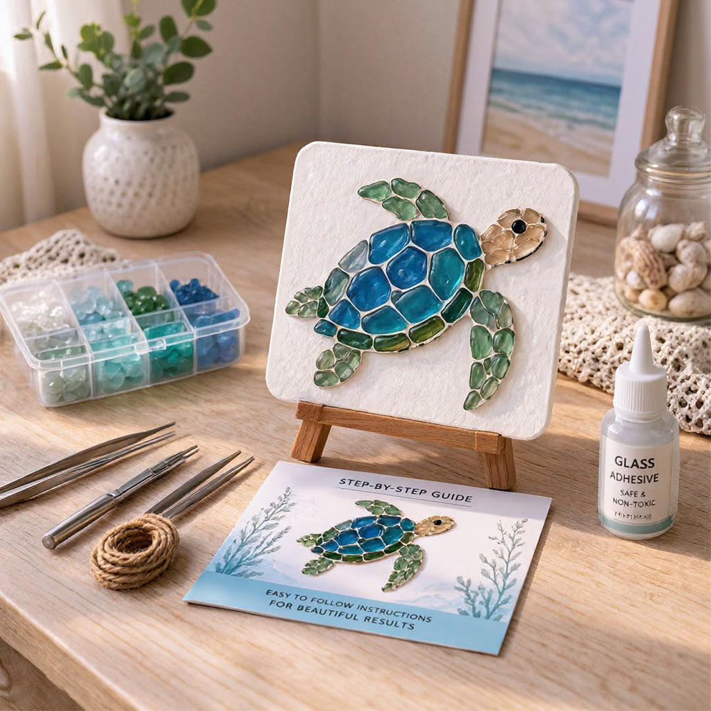 DIY Sea Glass Mosaic Kit | Ocean Animal Craft for Beginners