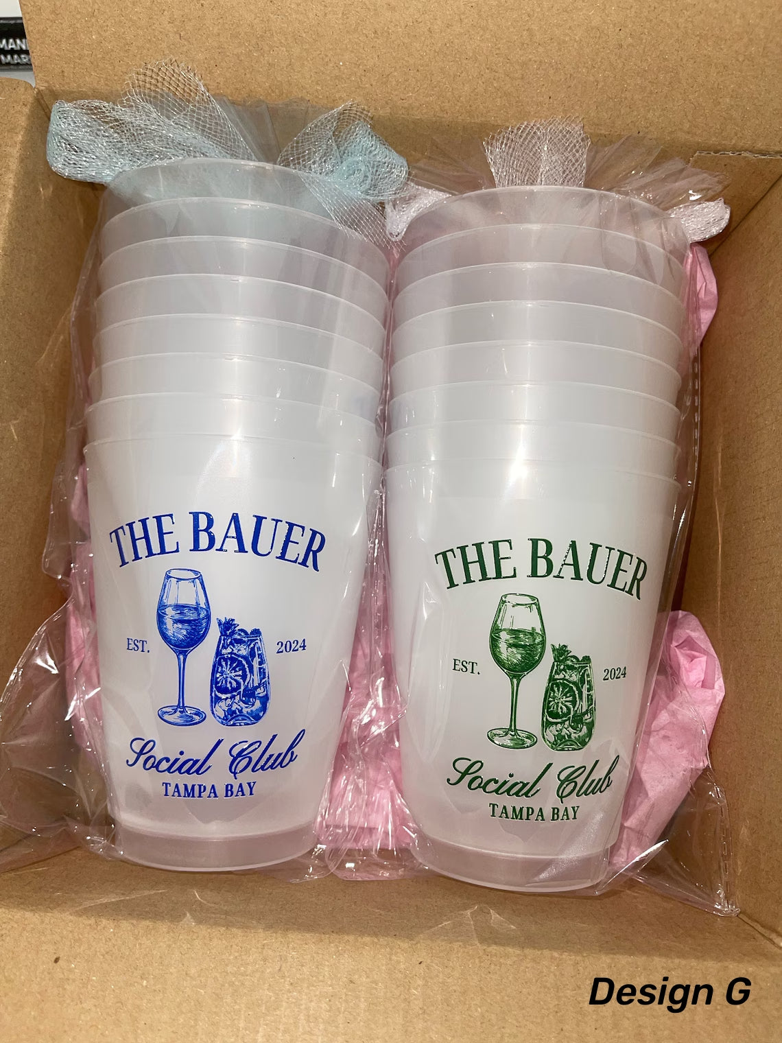 Custom Frosted Party Cups – Set of 8 Personalized 16oz Reusable Cups