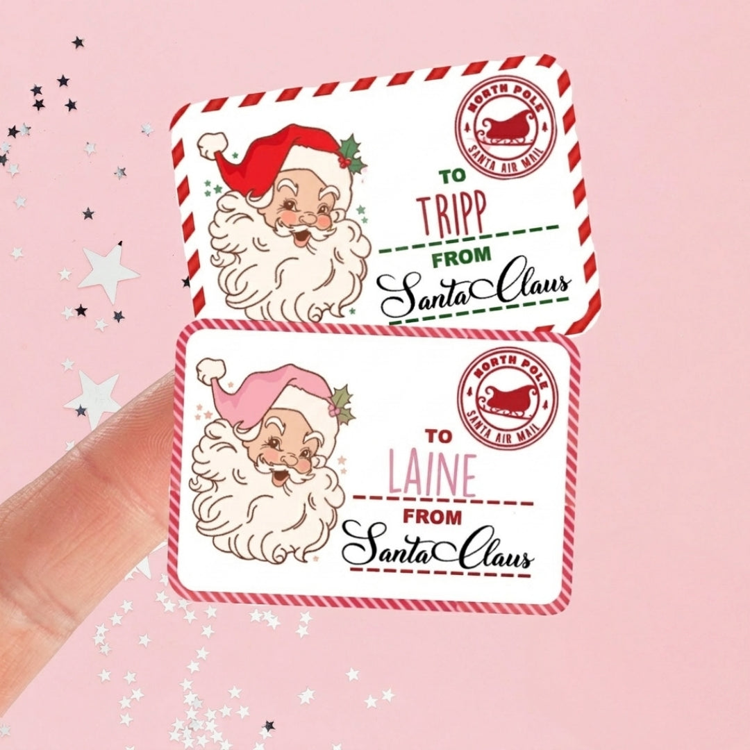 Personalized From Santa Stickers, Custom Christmas Gift Labels for Kids, 2 Sets