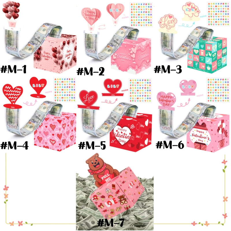 Personalized Valentine's Day Name Tags & Surprise Party Money Box - Customizable Romantic Decor for Special Celebrations