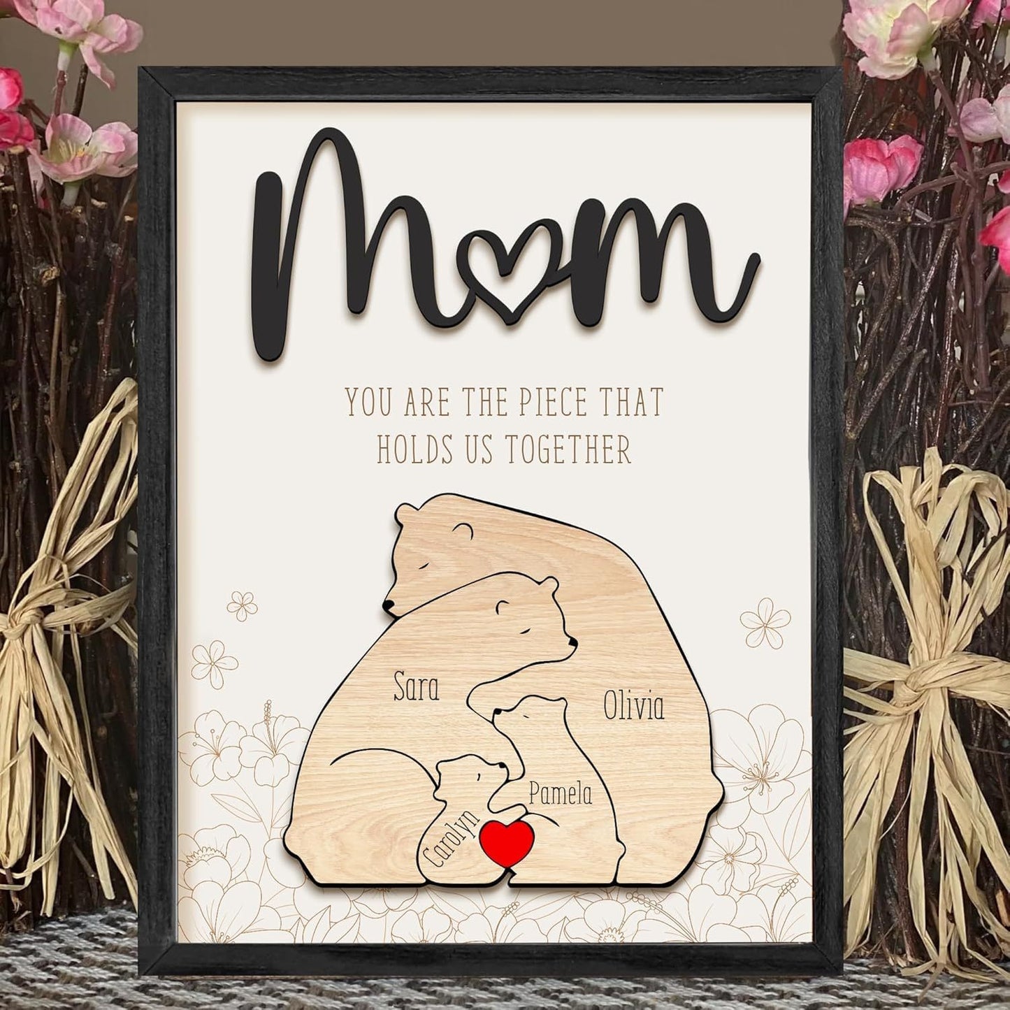 Personalized Bear Family Puzzle Sign – Custom Mother’s Day Gift