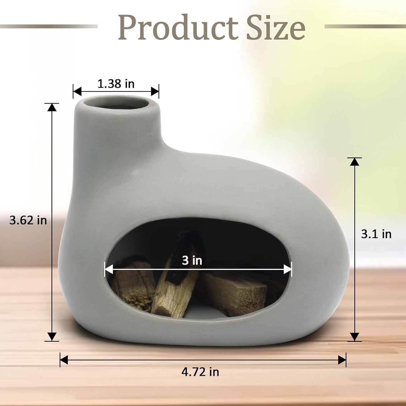Handmade Ceramic Palo Santo & Incense Burner – Anthracite Chimney Style