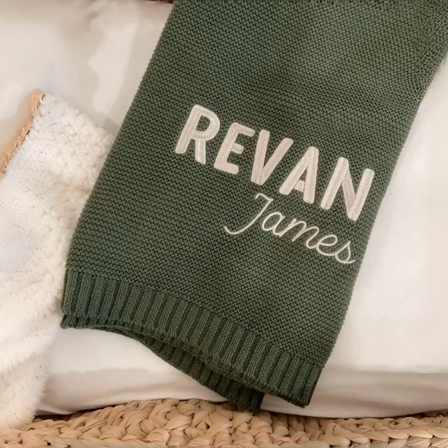 Personalized Baby Blanket | Embroidered Name Cotton Knit Blanket