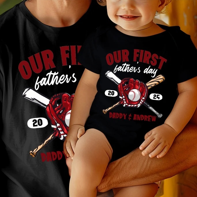 Personalized First Father's Day Matching Dad & Baby Outfit Set