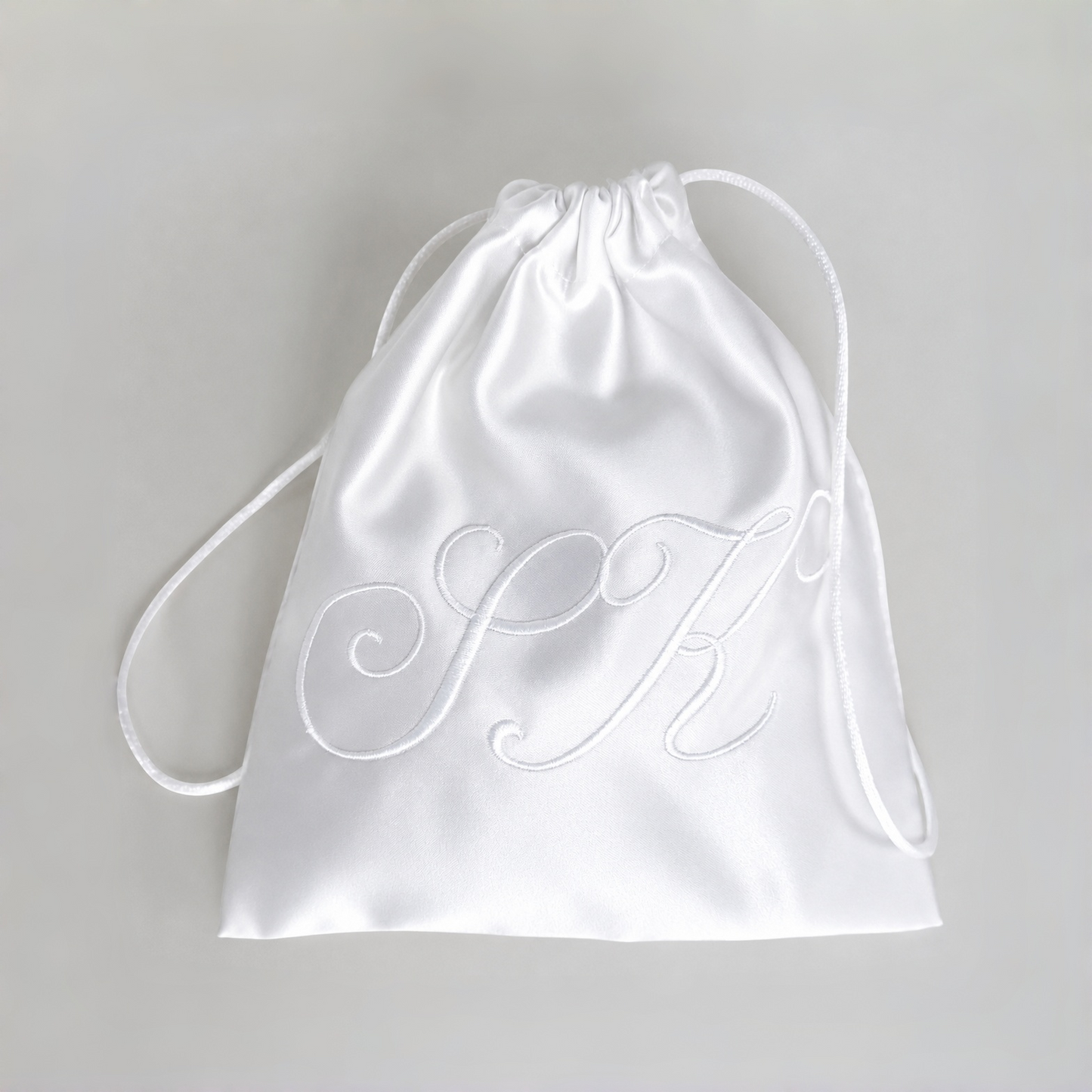 Personalized White Satin Dust Bag | Custom Monogram Gift