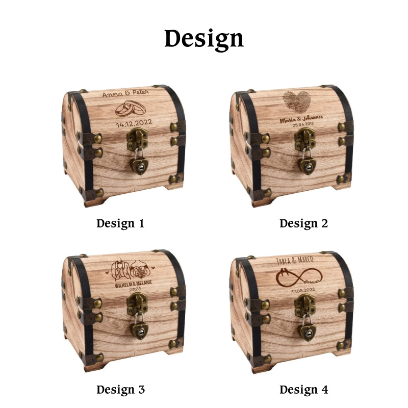Personalized Wooden Treasure Chest – Wedding & Engagement Gift