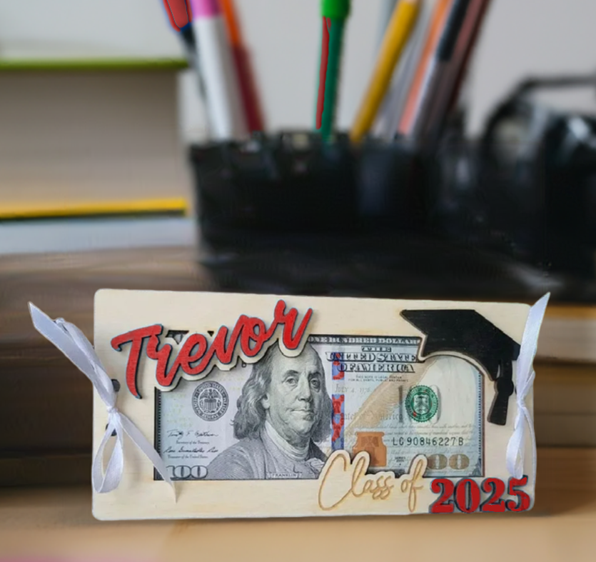 Custom Wooden Money Holder – Personalized Graduation Gift